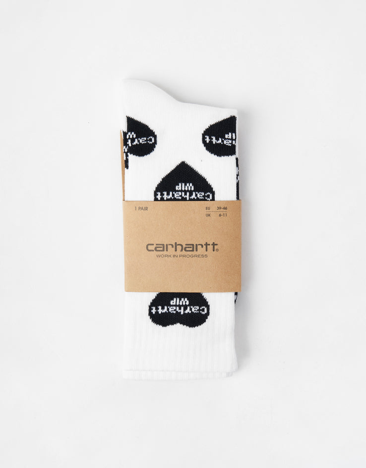 Carhartt WIP Heart Logo Crew Socks - Heart Logo Jacquard-White