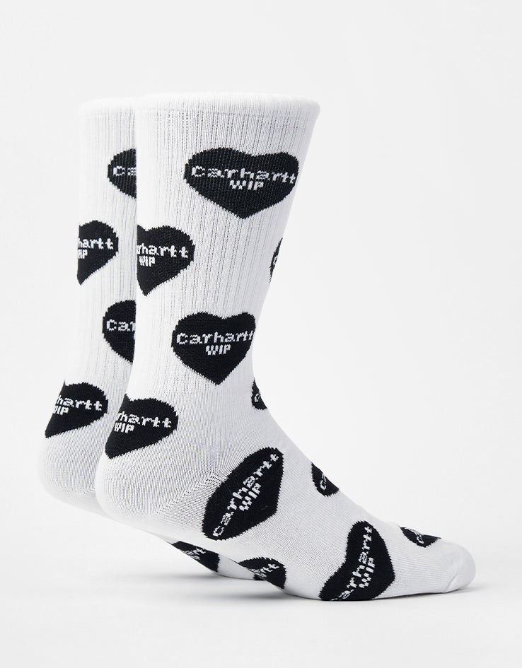 Carhartt WIP Heart Logo Crew Socks - Heart Logo Jacquard-White