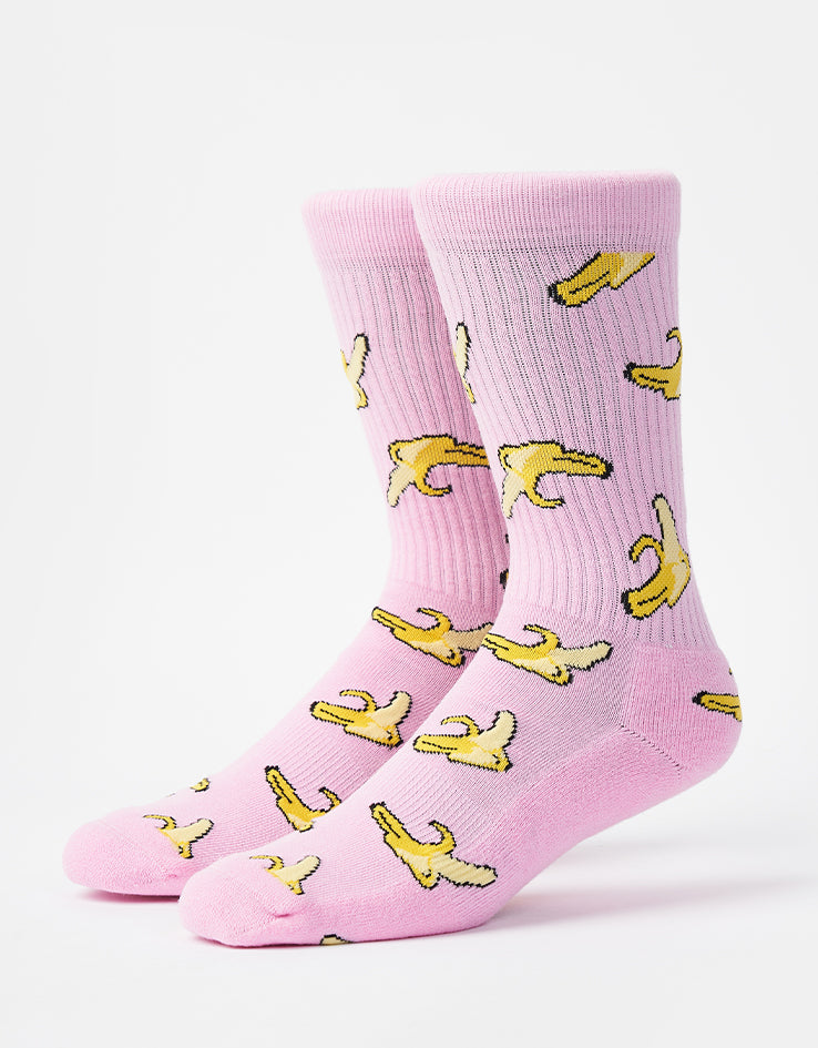 Route One Yellow Fatty Bean Crew Socks - Light Pink