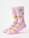 Route One Yellow Fatty Bean Crew Socks - Light Pink