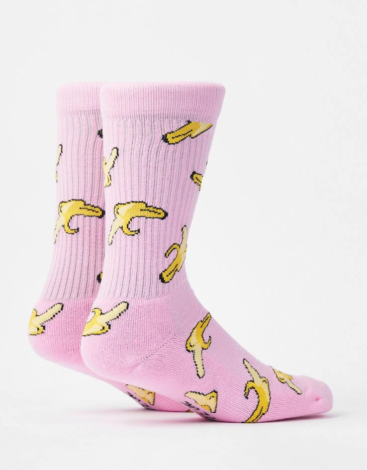 Route One Yellow Fatty Bean Crew Socks - Light Pink