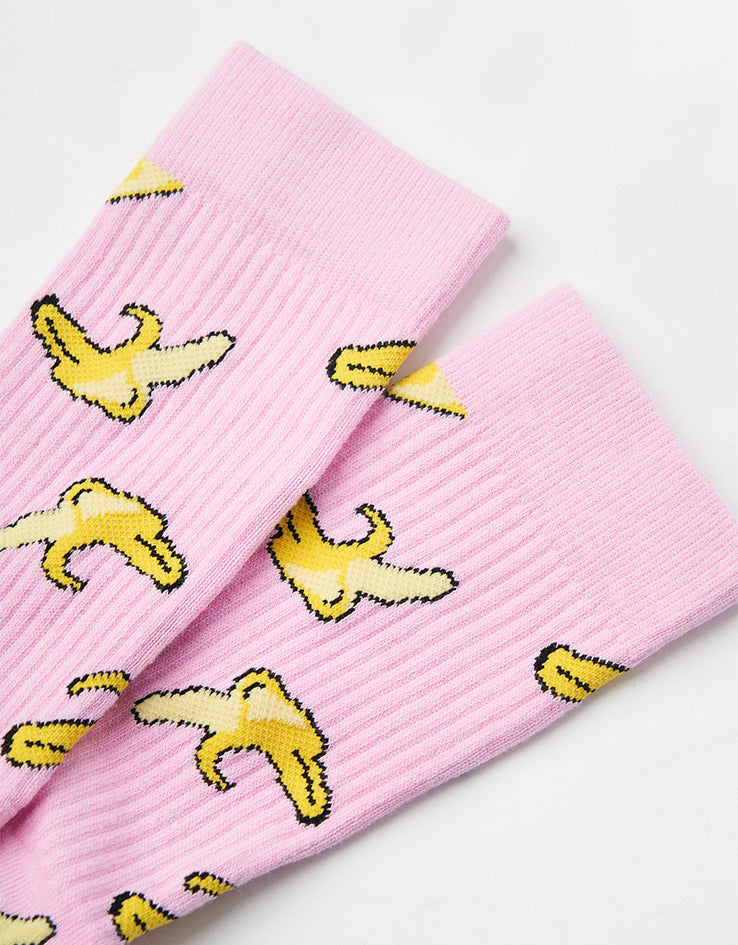 Route One Yellow Fatty Bean Crew Socks - Light Pink