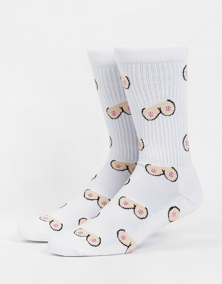 Route One The Twins Crew Socks - White
