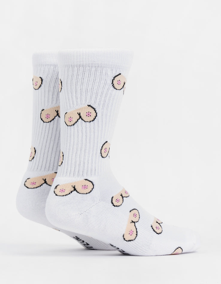 Route One The Twins Crew Socks - White