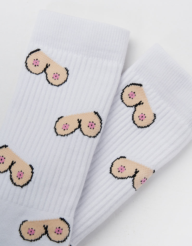 Route One The Twins Crew Socks - White