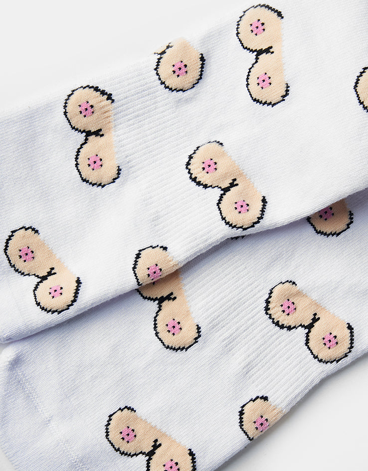 Route One The Twins Crew Socks - White