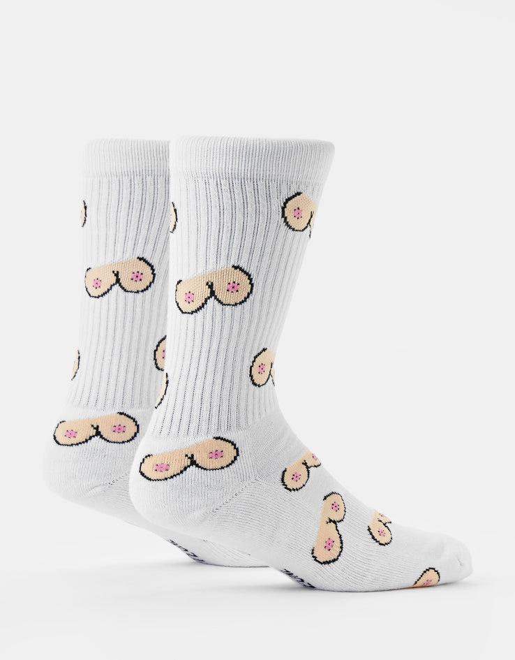 Route One The Twins Crew Socks - White
