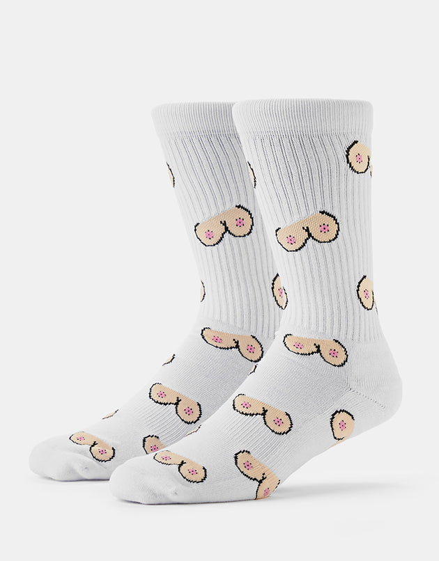 Route One The Twins Crew Socks - White