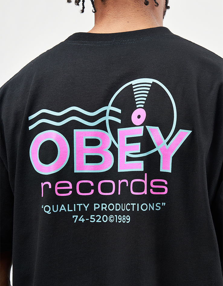 Obey Records Sound Waves T-Shirt - Black