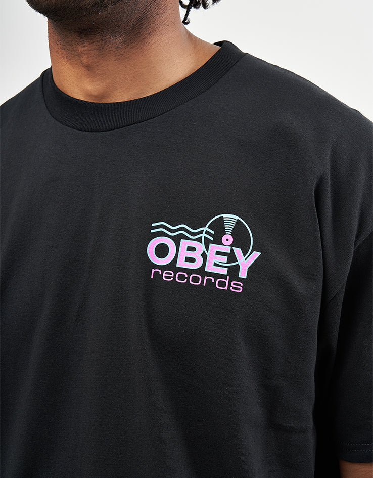 Obey Records Sound Waves T-Shirt - Black