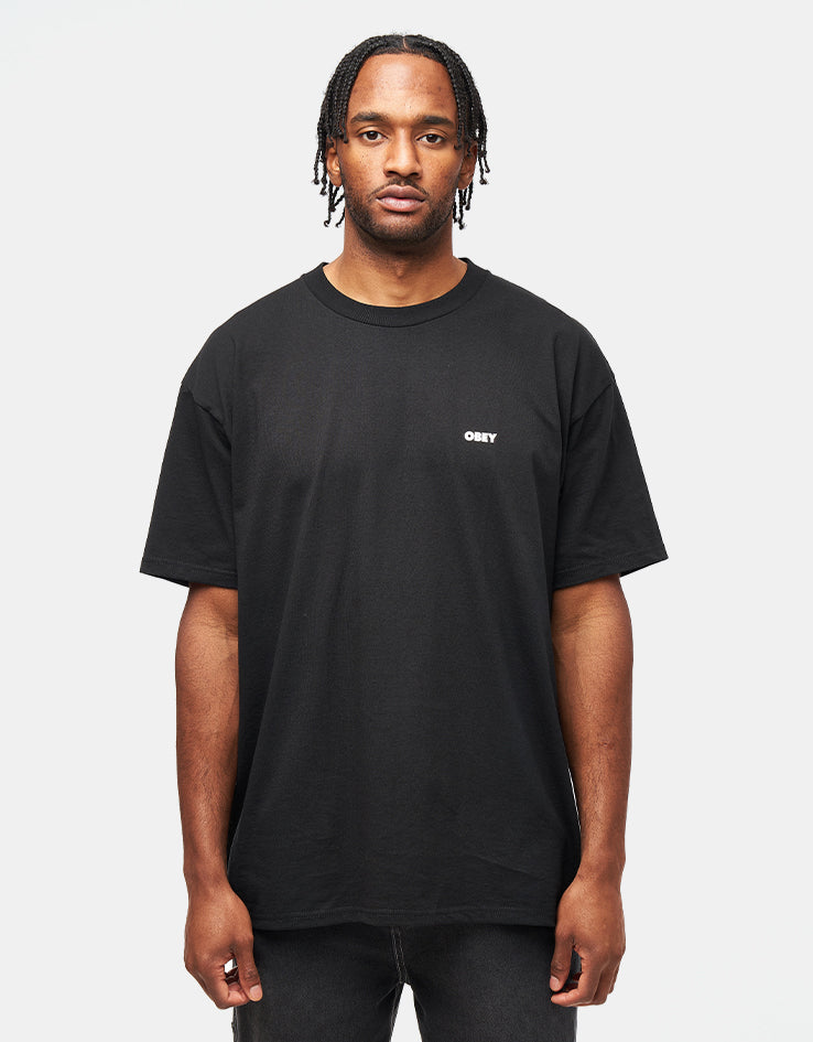 Obey Icon Stencil Flame T-Shirt - Black