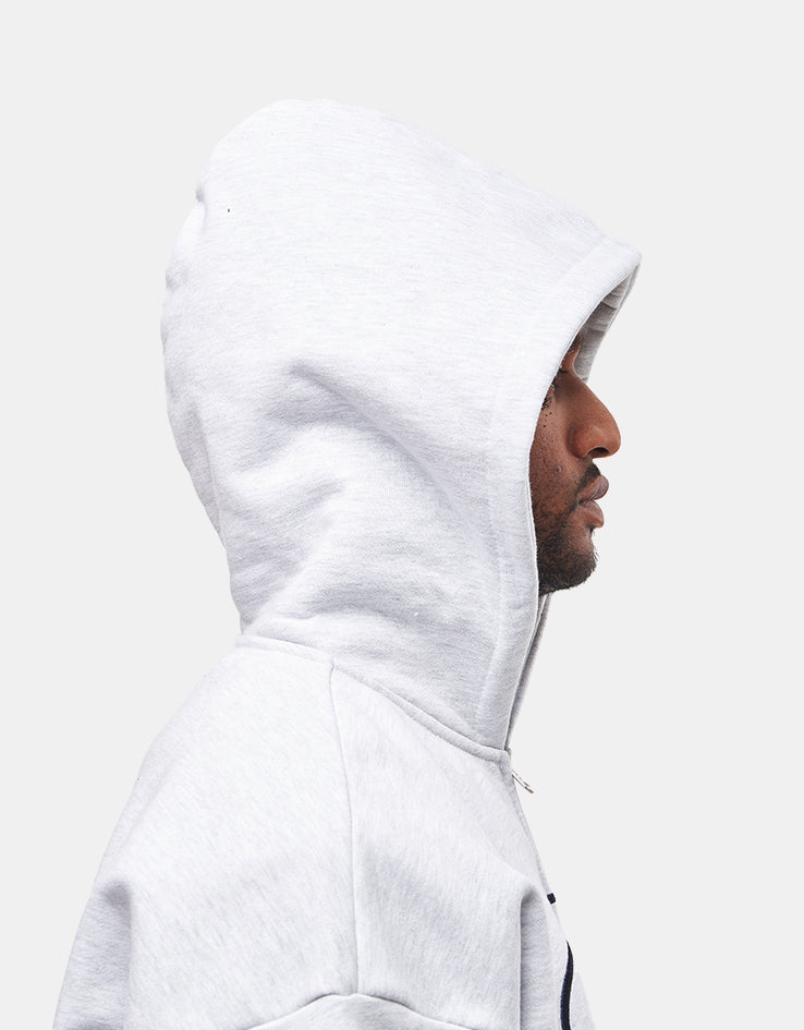 Obey Oval Extra Heavy Zip Hoodie - Ash Grey