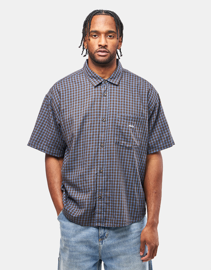 Obey Bigwig Otis Woven S/S Shirt - Dull Blue Multi