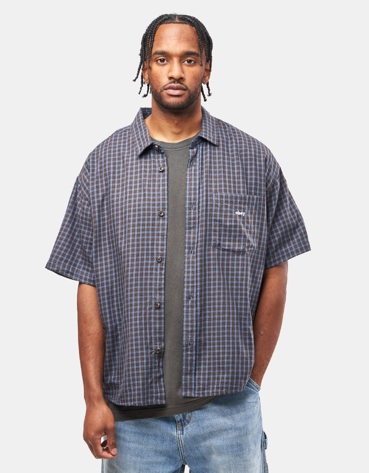 Obey Bigwig Otis Woven S/S Shirt - Dull Blue Multi