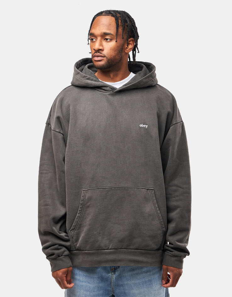 Obey Lowercase Pigment Pullover Hoodie - Pigment Digital Black