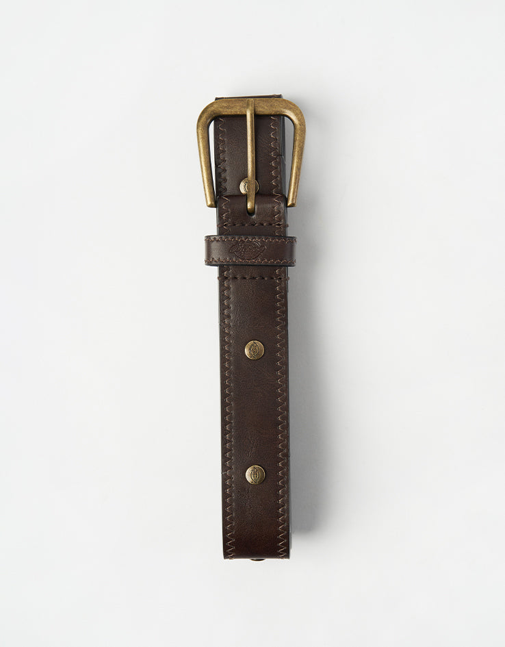 Dickies Studded Leather Belt - Dark Brown