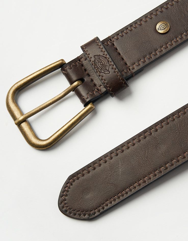 Dickies Studded Leather Belt - Dark Brown