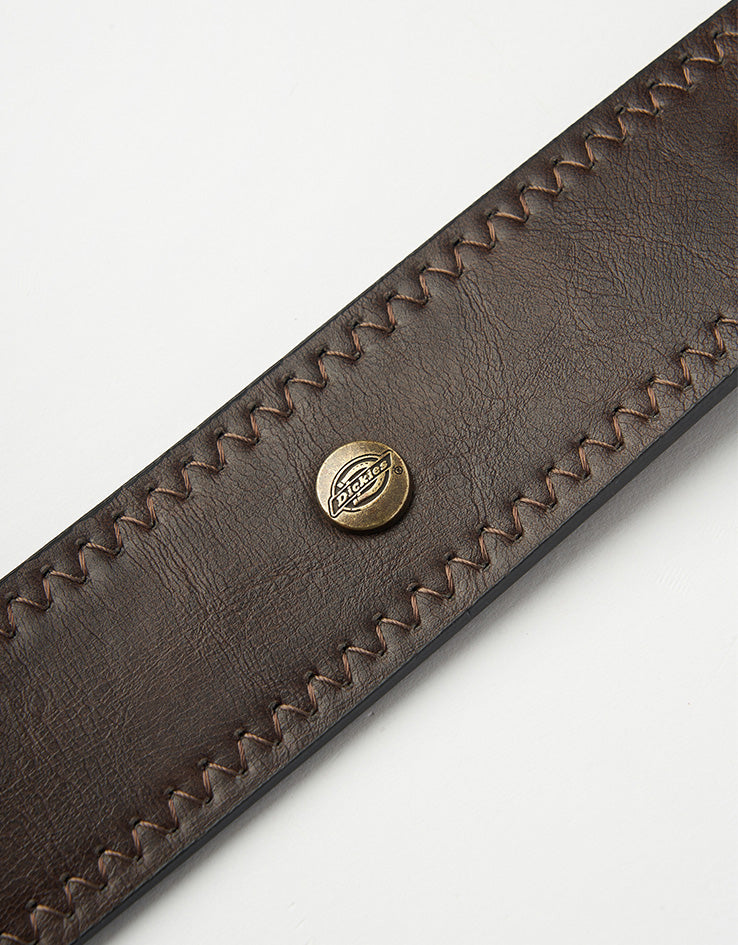 Dickies Studded Leather Belt - Dark Brown