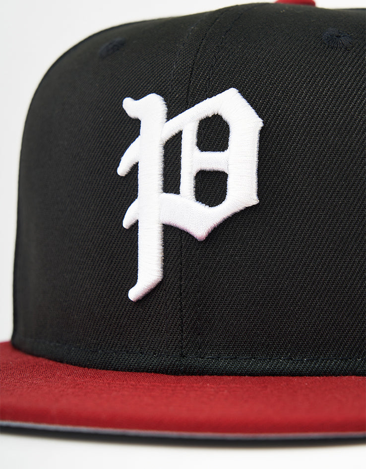 New Era Philadelphia Phillies Visor Clip 59Fifty® Fitted Cap - Black/Hot Red