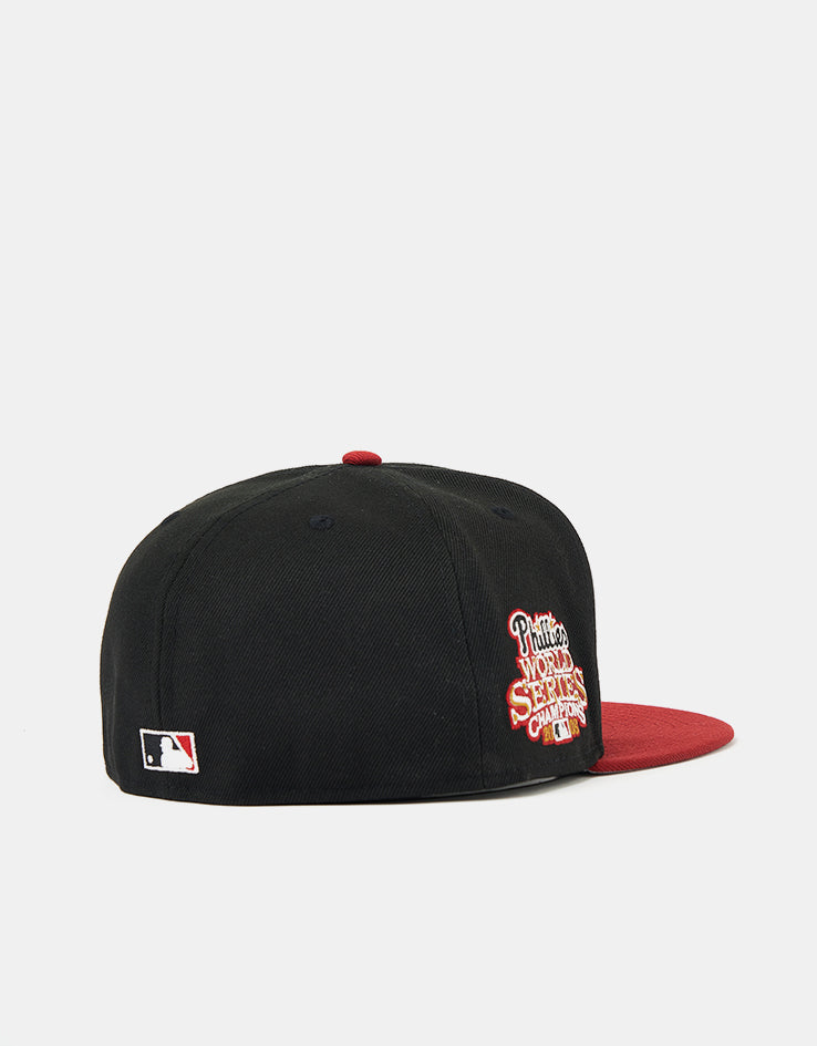 New Era Philadelphia Phillies Visor Clip 59Fifty® Fitted Cap - Black/Hot Red