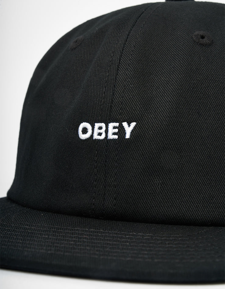 Obey Bold Twill 6 Panel Strapback Cap - Black