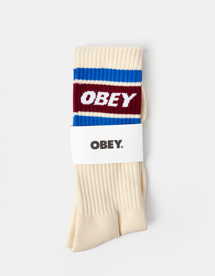 Obey Cooper II Crew Socks - Unbleached/Rhubarb