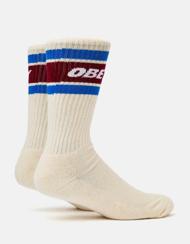 Obey Cooper II Crew Socks - Unbleached/Rhubarb