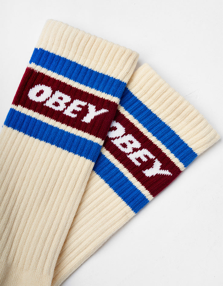 Obey Cooper II Crew Socks - Unbleached/Rhubarb