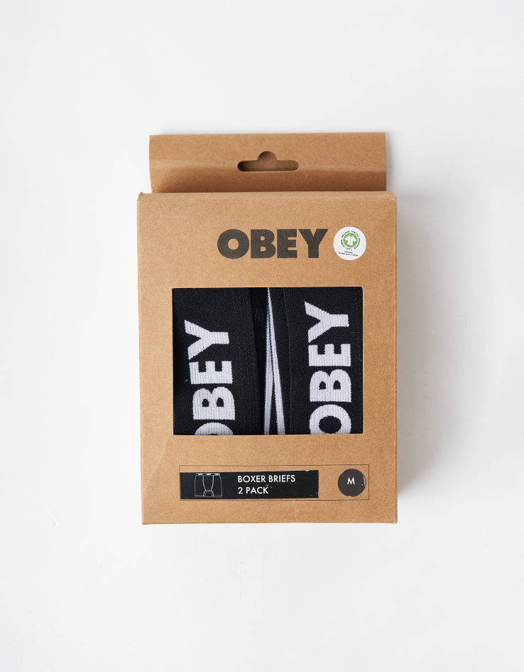 Obey Established Work 2 Pack Boxer Shorts - Black