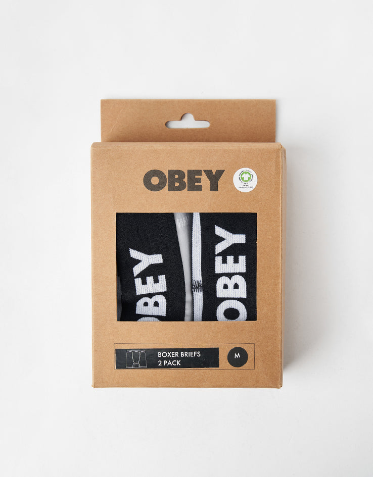 Obey Established Work 2 Pack Boxer Shorts - White