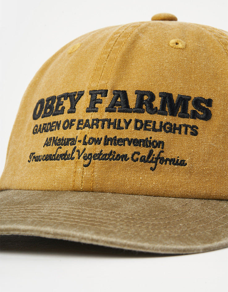 Obey Pigment Obey Farms 6 Panel Strapback Cap - Pigment Mustard Multi