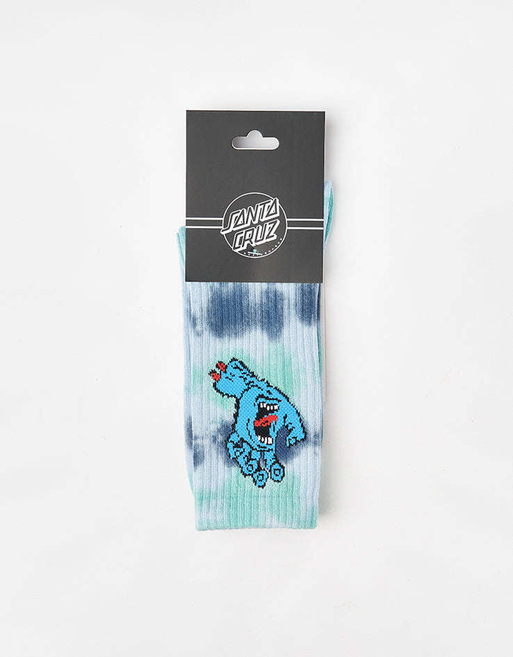 Santa Cruz Screaming Hand Tie Dye Crew Socks - Fresh Blue Tie Dye