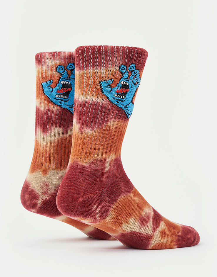 Santa Cruz Screaming Hand Tie Dye Crew Socks - Blonde Wood Tie Dye