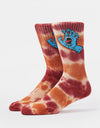 Santa Cruz Screaming Hand Tie Dye Crew Socks - Blonde Wood Tie Dye