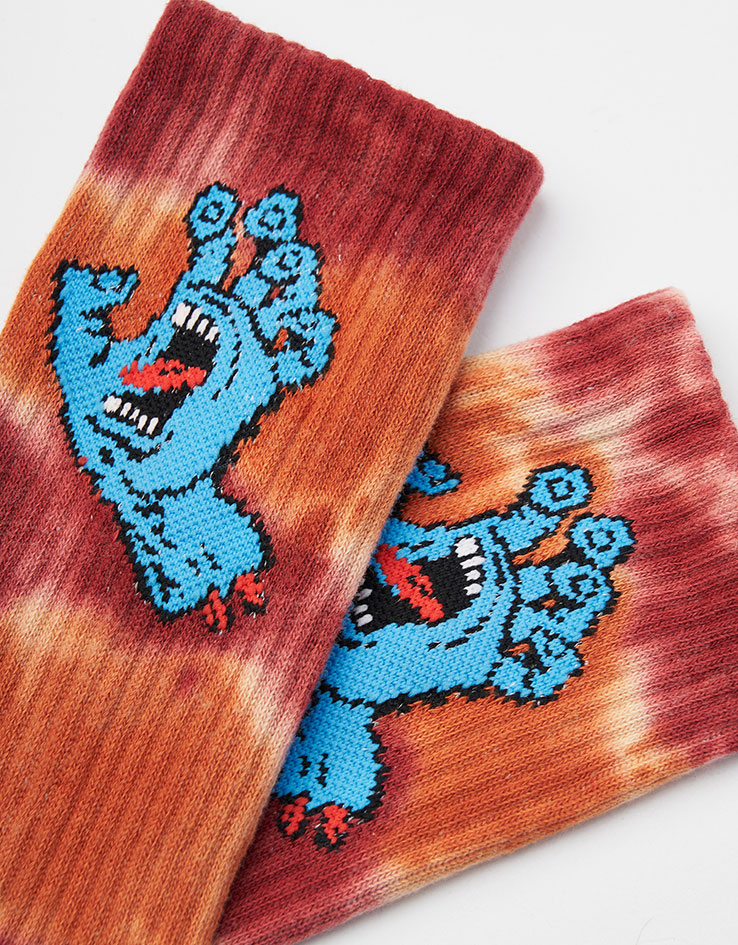 Santa Cruz Screaming Hand Tie Dye Crew Socks - Blonde Wood Tie Dye