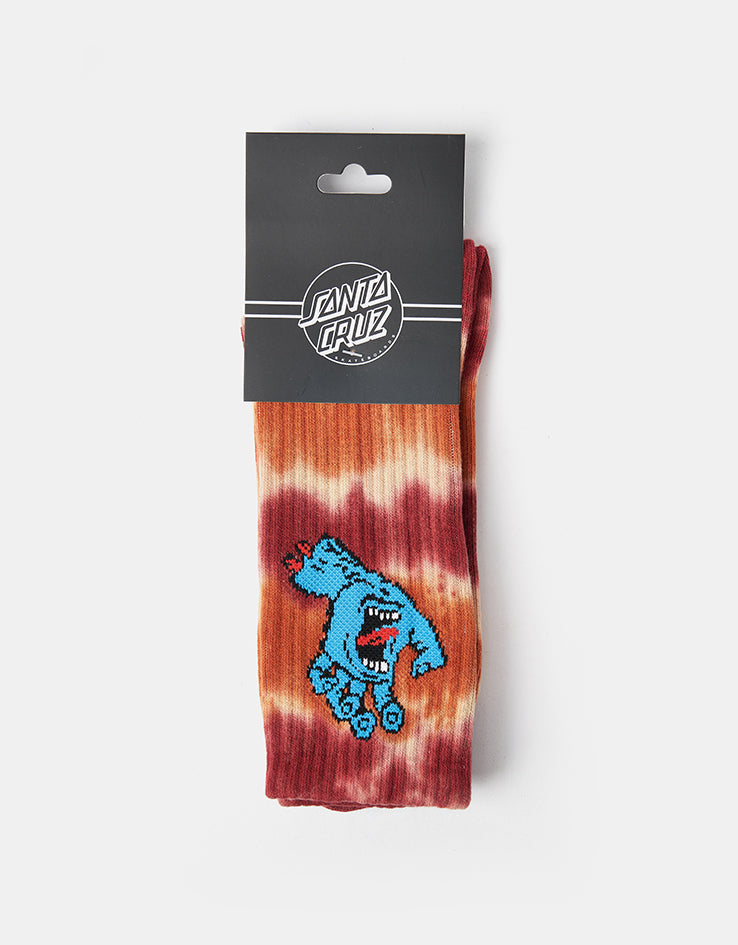 Santa Cruz Screaming Hand Tie Dye Crew Socks - Blonde Wood Tie Dye