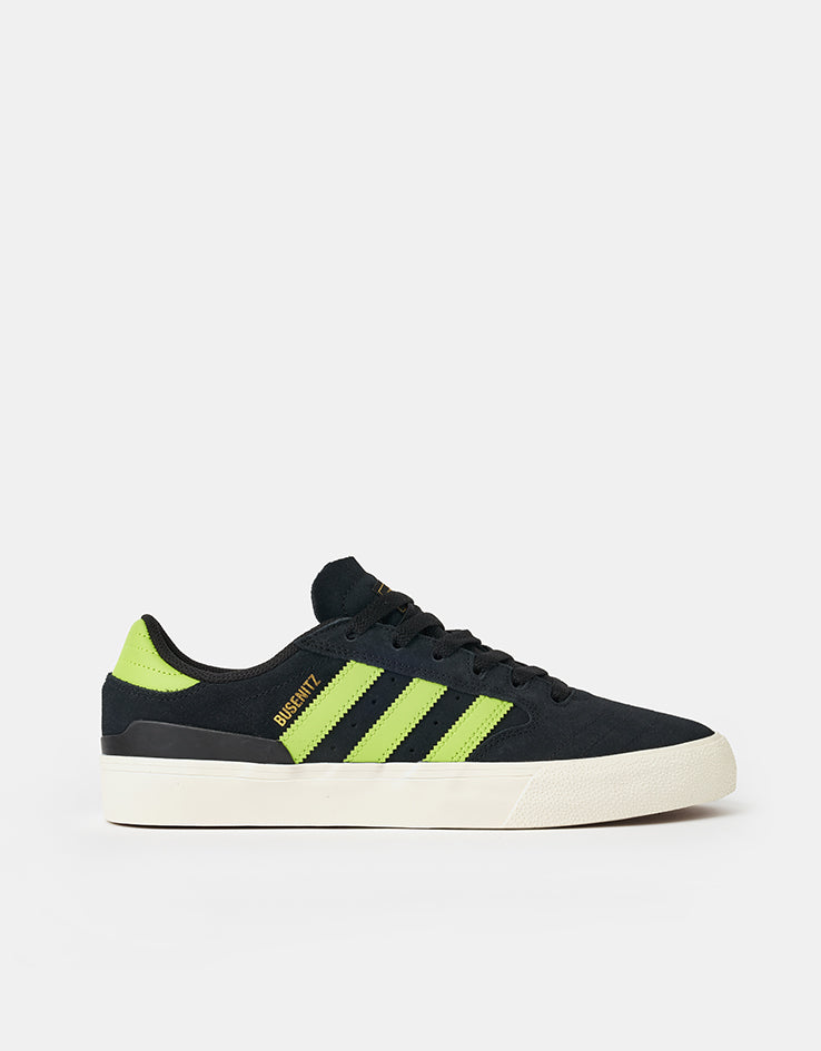 adidas Busenitz Vulc II Skate Shoes - Core Black/Solar Lime/Gold Metallic