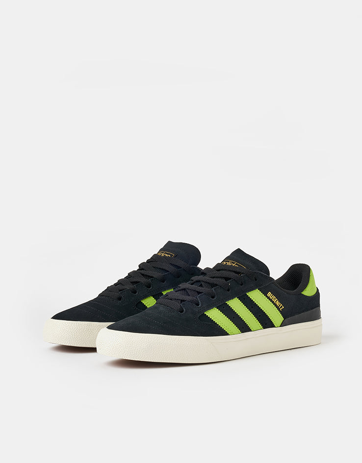 adidas Busenitz Vulc II Skate Shoes - Core Black/Solar Lime/Gold Metallic