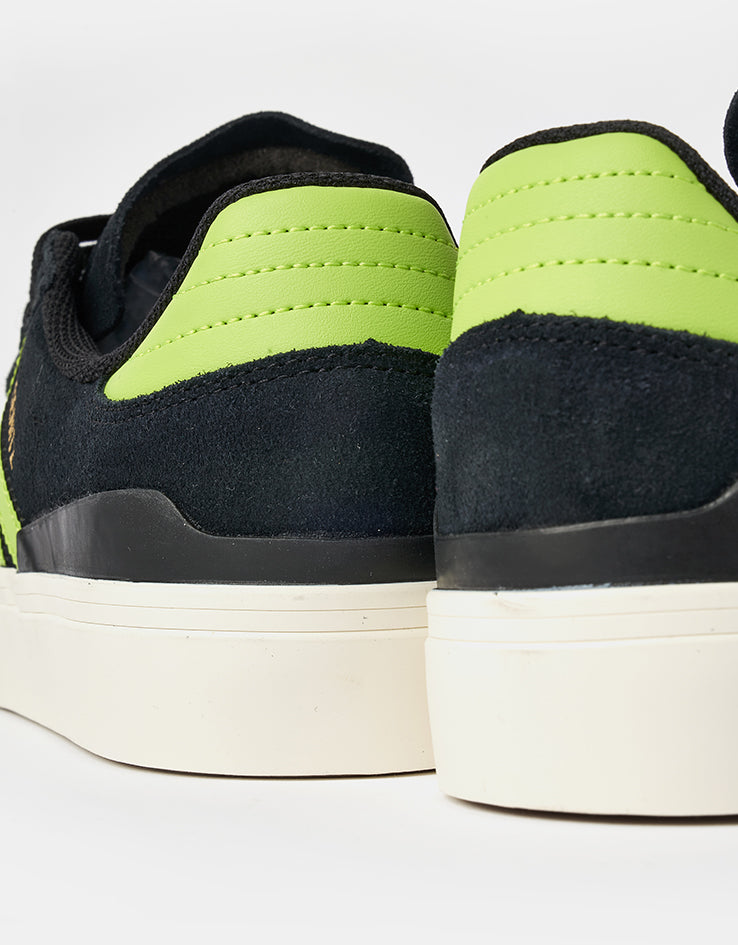 adidas Busenitz Vulc II Skate Shoes - Core Black/Solar Lime/Gold Metallic