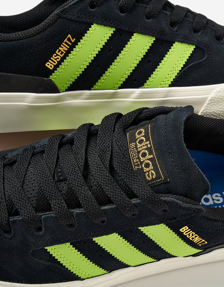 adidas Busenitz Vulc II Skate Shoes - Core Black/Solar Lime/Gold Metallic