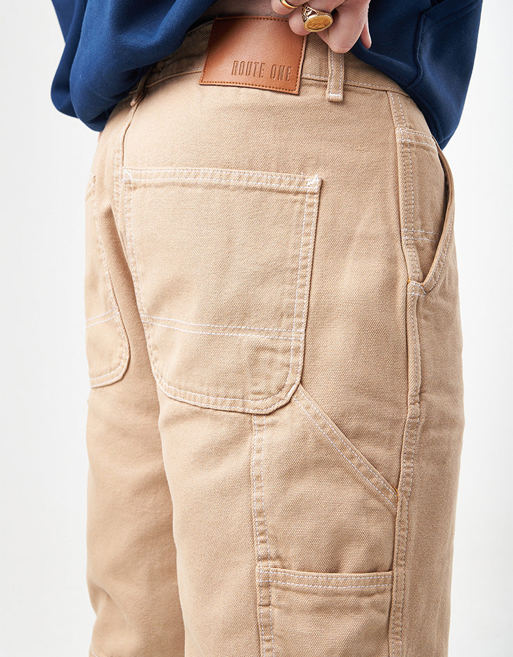 Route One Canvas Carpenter Shorts - Khaki