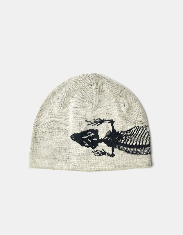Route One Lizard Recycled Cuffless Beanie - Ivory/Black