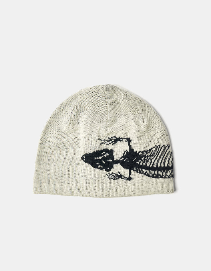 Route One Lizard Recycled Cuffless Beanie - Ivory/Black