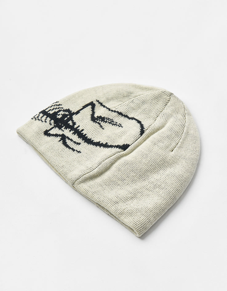 Route One Lizard Recycled Cuffless Beanie - Ivory/Black