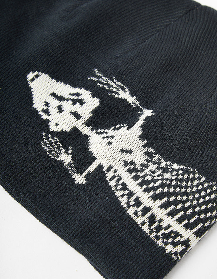 Route One Lizard Recycled Cuffless Beanie - Black/Ivory