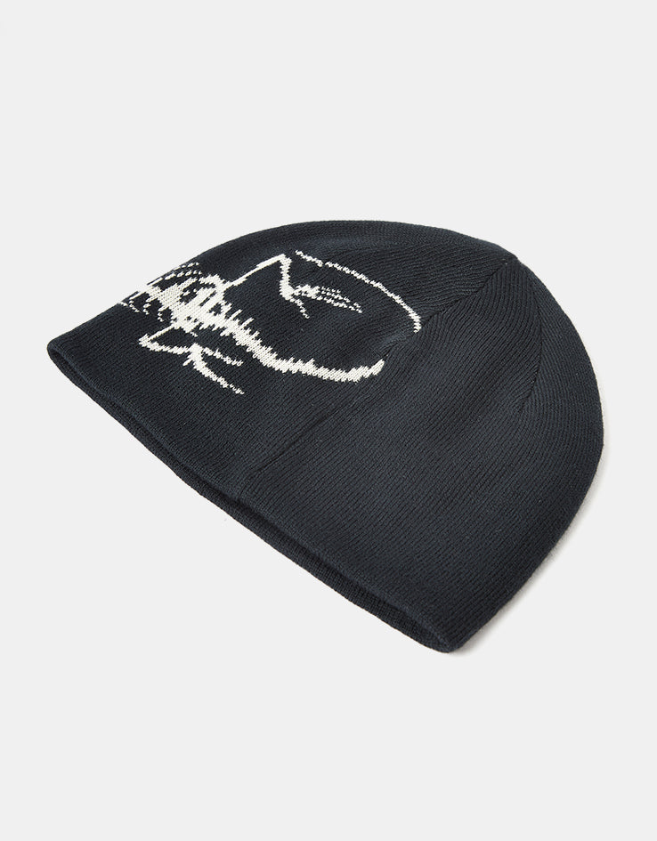 Route One Lizard Recycled Cuffless Beanie - Black/Ivory