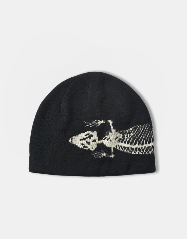 Route One Lizard Recycled Cuffless Beanie - Black/Ivory