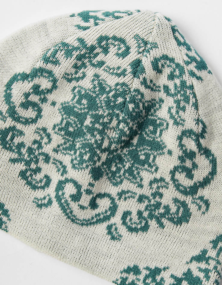 Route One Porcelain Recycled Cuffless Beanie - Ivory/Dark Teal