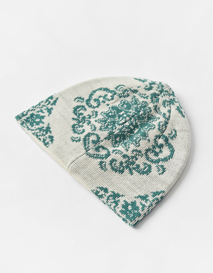 Route One Porcelain Recycled Cuffless Beanie - Ivory/Dark Teal