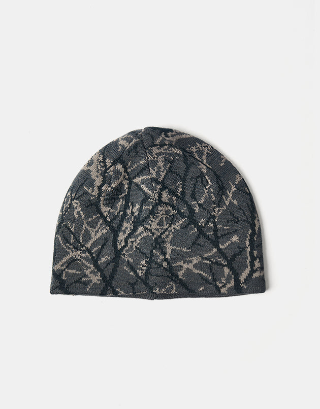 Route One Branch Camo Recycled Cuffless Beanie - Dark Grey